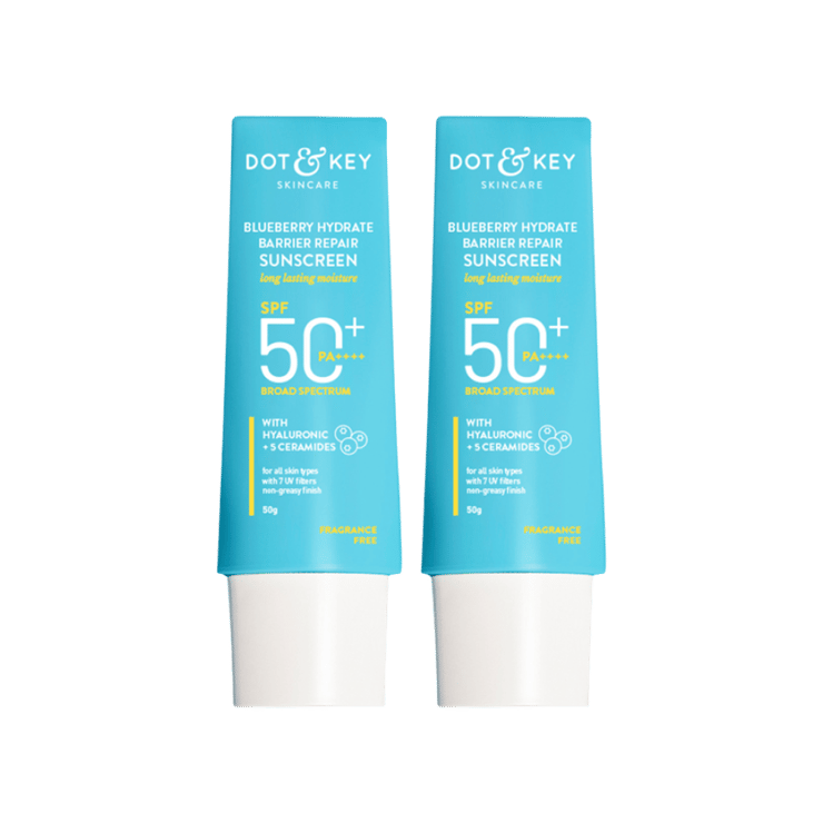 Dot & Key Blueberry Hydrate Barrier Repair Sunscreen (SPF 50+ PA++++) – Pack of 2 – 2 x 50 g